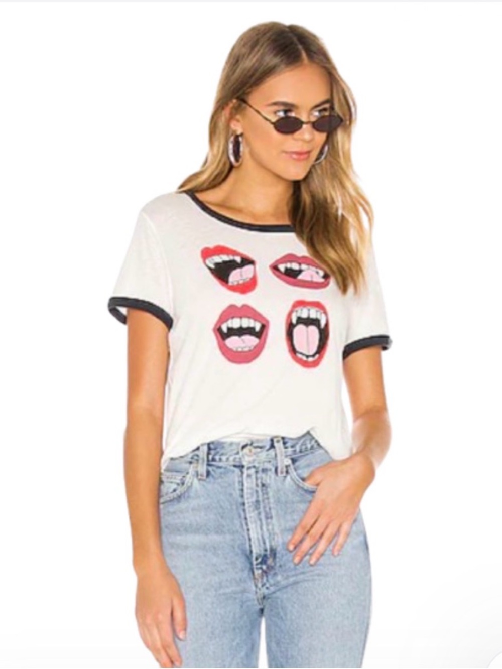 WILDFOX Fangs Johnny Ringer Scoop Neck Tee Graphic Revolve Tee L